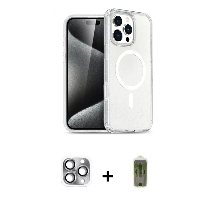 MARSİLYAN™- iPhone 16 Pro Max Kılıf Nova Asil Prime - Siyah Joko Magic 5D Hayalet Cam + Pers Alüminyum Kamera Lens - GI