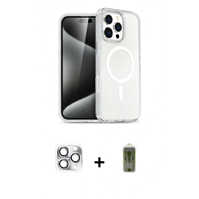 MARSİLYAN™- iPhone 16 Pro Max Kılıf Nova Asil Prime - Siyah Joko Magic 5D Hayalet Cam + Pers Alüminyum Kamera Lens - GS