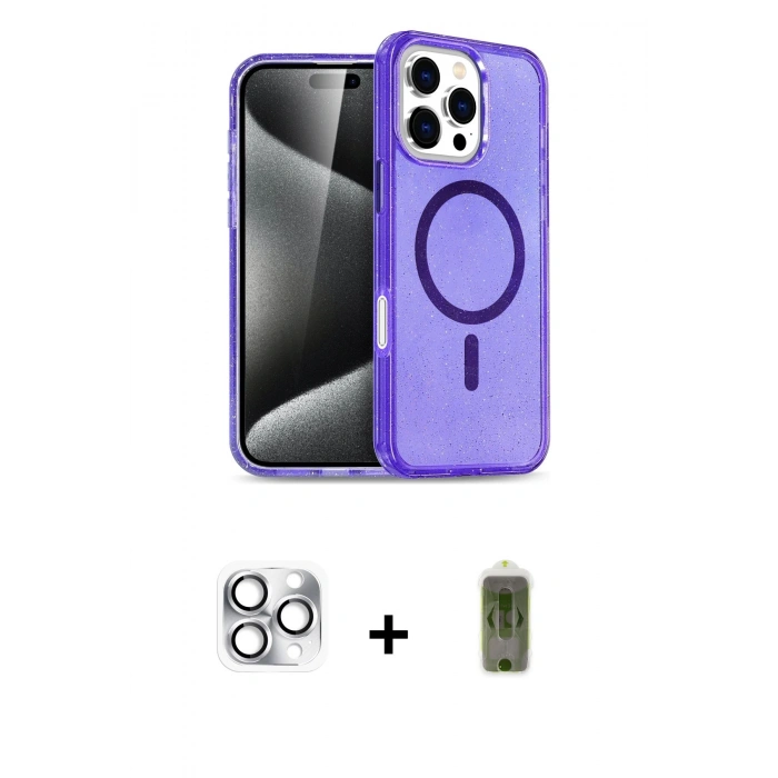 MARSİLYAN™- iPhone 16 Pro Max Kılıf Nova Asil Prime - Siyah Joko Magic 5D Hayalet Cam + Pers Alüminyum Kamera Lens - GS