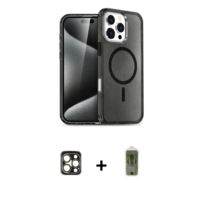 MARSİLYAN™- iPhone 16 Pro Max Kılıf Nova Asil Prime - Siyah Joko Magic 5D Hayalet Cam + PVD Metal Kamera Lens - GD