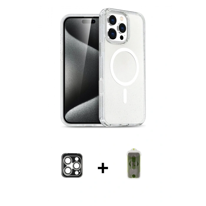 MARSİLYAN™- iPhone 16 Pro Max Kılıf Nova Asil Prime - Siyah Joko Magic 5D Hayalet Cam + PVD Metal Kamera Lens - GS
