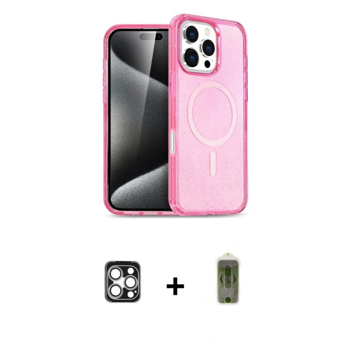 MARSİLYAN™- iPhone 16 Pro Max Kılıf Nova Asil Prime - Siyah Joko Magic 5D Hayalet Cam + PVD Metal Kamera Lens - GS