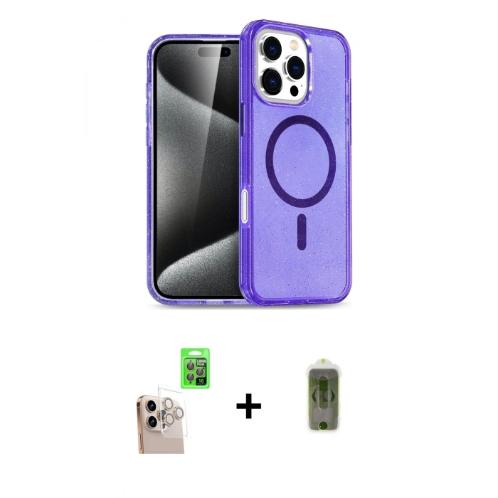 MARSİLYAN™- iPhone 16 Pro Max Kılıf Nova Asil Prime - Siyah Joko Magic 5D Hayalet Cam + Raze Metal Kamera Lens - NLGY