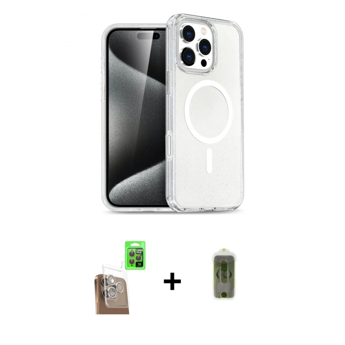MARSİLYAN™- iPhone 16 Pro Max Kılıf Nova Asil Prime - Siyah Joko Magic 5D Hayalet Cam + Raze Metal Kamera Lens - CLTM