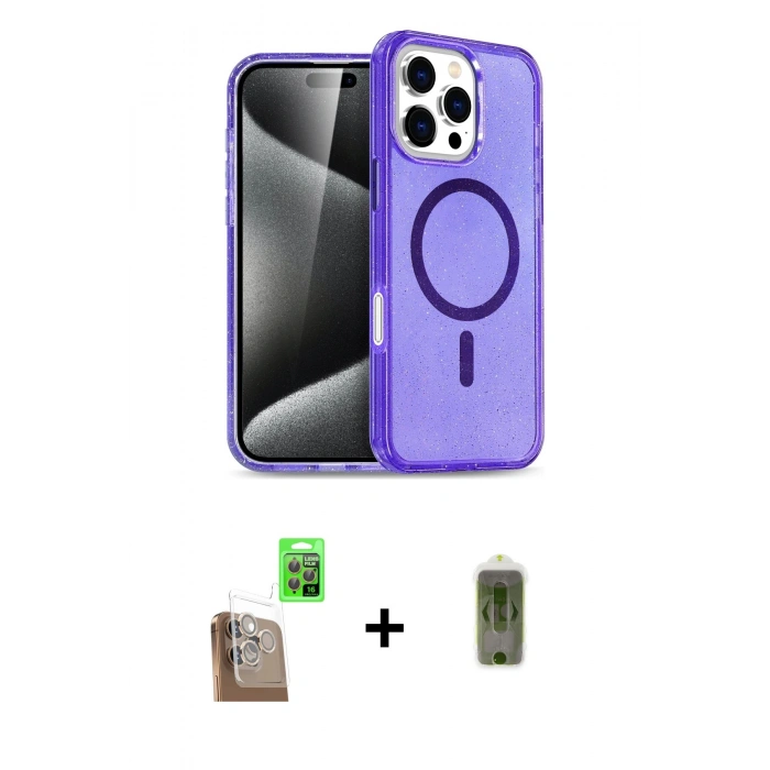 MARSİLYAN™- iPhone 16 Pro Max Kılıf Nova Asil Prime - Siyah Joko Magic 5D Hayalet Cam + Raze Metal Kamera Lens - CLTM