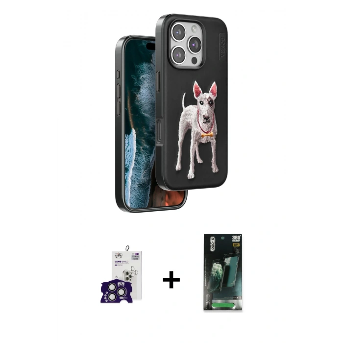 MARSİLYAN™- iPhone 16 Pro Max Kılıf Nova Form Koleksiyonu - Siyah 360 Mat Full Body Arka Koruyucu + Bilvis Titan Kamera Lens - TMGI