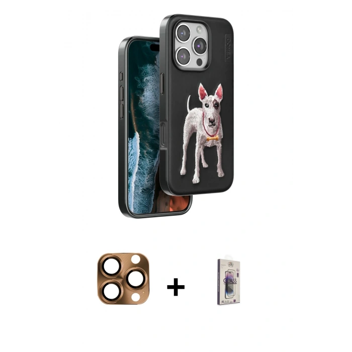 MARSİLYAN™- iPhone 16 Pro Max Kılıf Nova Form Koleksiyonu - Siyah Bilvis 3D Cam Ekran Koruyucu + Pers Alüminyum Kamera Lens - CLTM