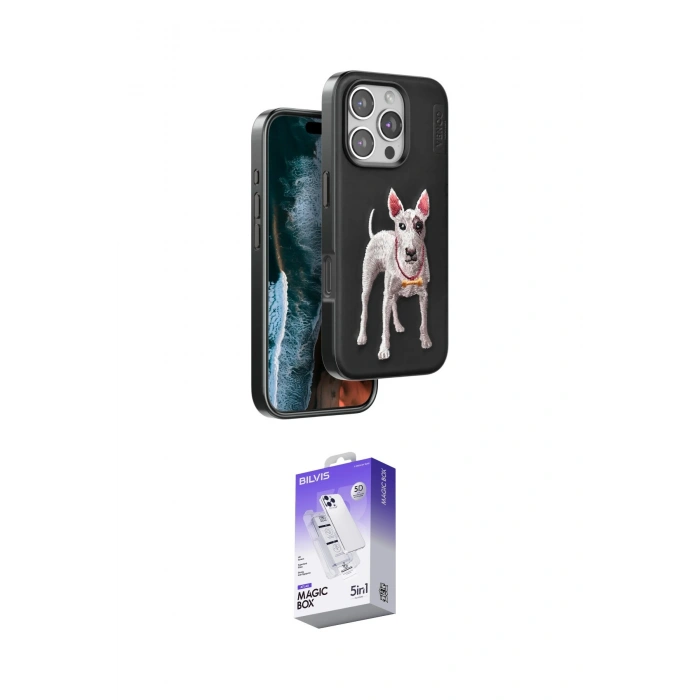MARSİLYAN™- iPhone 16 Pro Max Kılıf Nova Form Koleksiyonu - Siyah Bilvis 5in1 3D Magic Cam Ekran Koruyucu