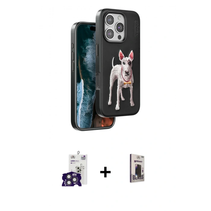 MARSİLYAN™- iPhone 16 Pro Max Kılıf Nova Form Koleksiyonu - Siyah Bilvis Hayalet Cam Ekran Koruyucu + Bilvis Titan Kamera Lens - TMGI
