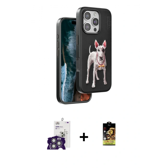 MARSİLYAN™- iPhone 16 Pro Max Kılıf Nova Form Koleksiyonu - Siyah Buffer Cam Ekran Koruyucu + Bilvis Titan Kamera Lens - GS