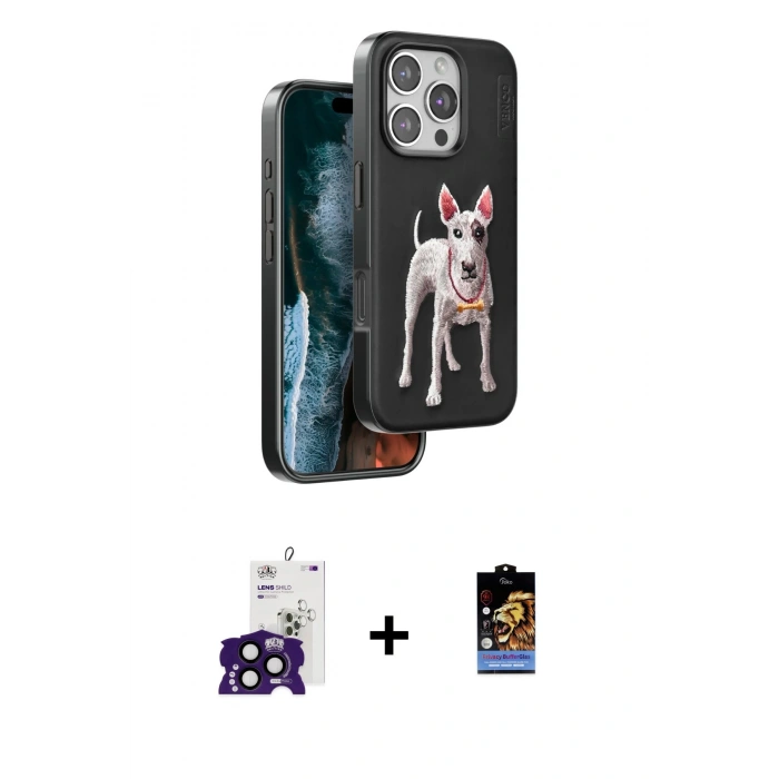 MARSİLYAN™- iPhone 16 Pro Max Kılıf Nova Form Koleksiyonu - Siyah Buffer Hayalet Cam Ekran Koruyucu + Bilvis Titan Kamera Lens - SH