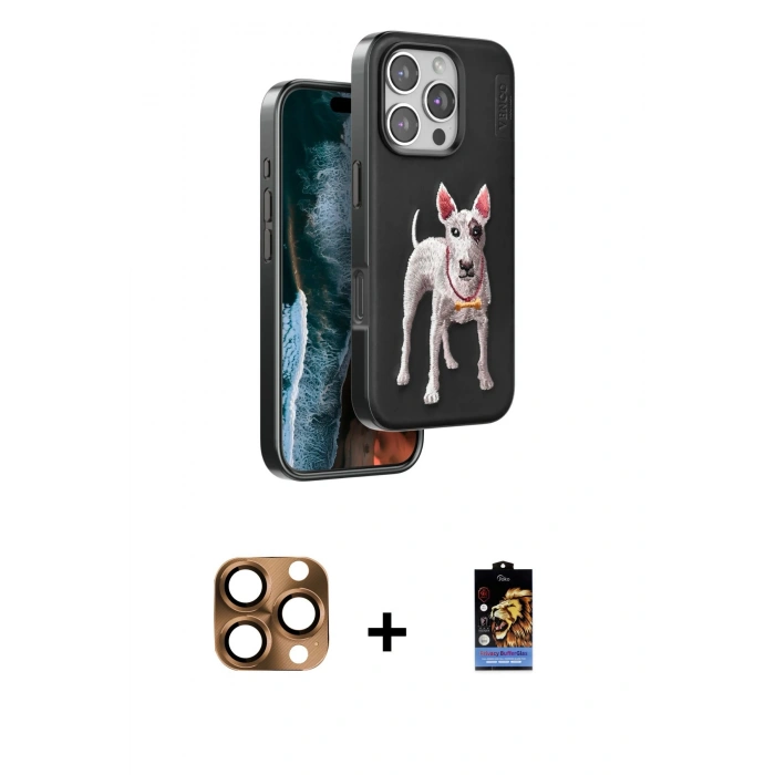 MARSİLYAN™- iPhone 16 Pro Max Kılıf Nova Form Koleksiyonu - Siyah Buffer Hayalet Cam Ekran Koruyucu + Pers Alüminyum Kamera Lens - CLTM