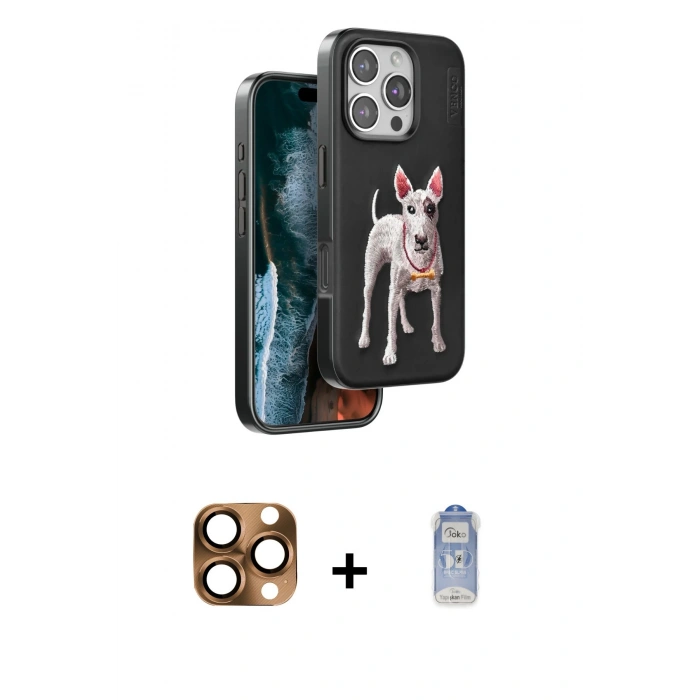 MARSİLYAN™- iPhone 16 Pro Max Kılıf Nova Form Koleksiyonu - Siyah Joko Magic 5D Cam + Çöl Titanyum Pers Alüminyum Kamera Lens