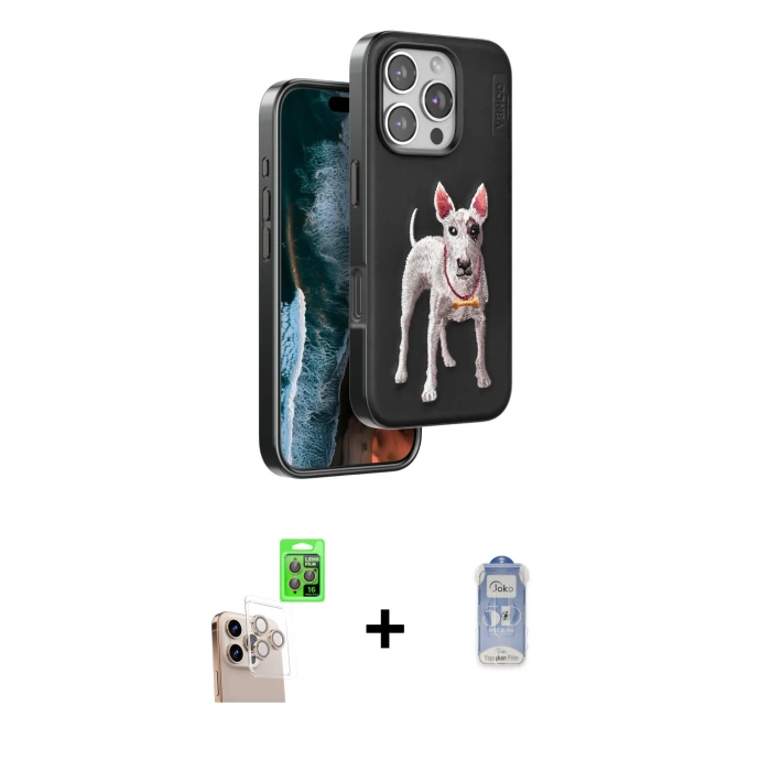 MARSİLYAN™- iPhone 16 Pro Max Kılıf Nova Form Koleksiyonu - Siyah Joko Magic 5D Cam + Raze Metal Kamera Lens - NLGY