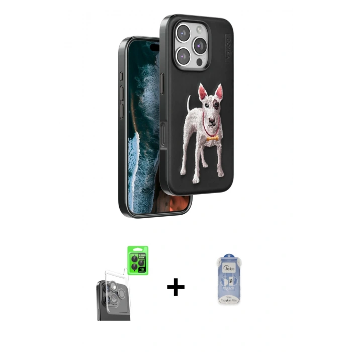 MARSİLYAN™- iPhone 16 Pro Max Kılıf Nova Form Koleksiyonu - Siyah Joko Magic 5D Cam + Raze Metal Kamera Lens - SH
