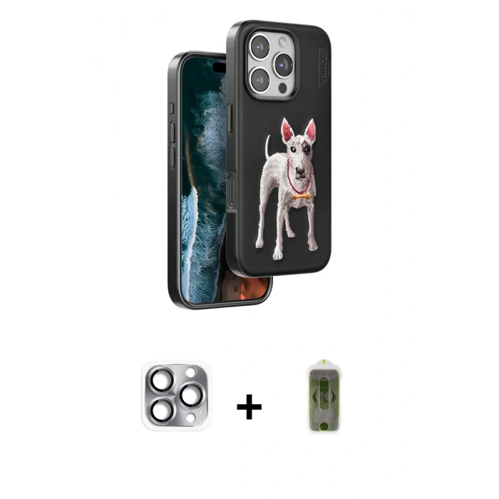 MARSİLYAN™- iPhone 16 Pro Max Kılıf Nova Form Koleksiyonu - Siyah Joko Magic 5D Hayalet Cam + Pers Alüminyum Kamera Lens - GI
