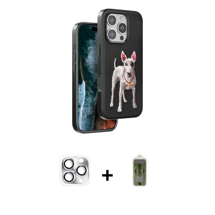 MARSİLYAN™- iPhone 16 Pro Max Kılıf Nova Form Koleksiyonu - Siyah Joko Magic 5D Hayalet Cam + Pers Alüminyum Kamera Lens - GS