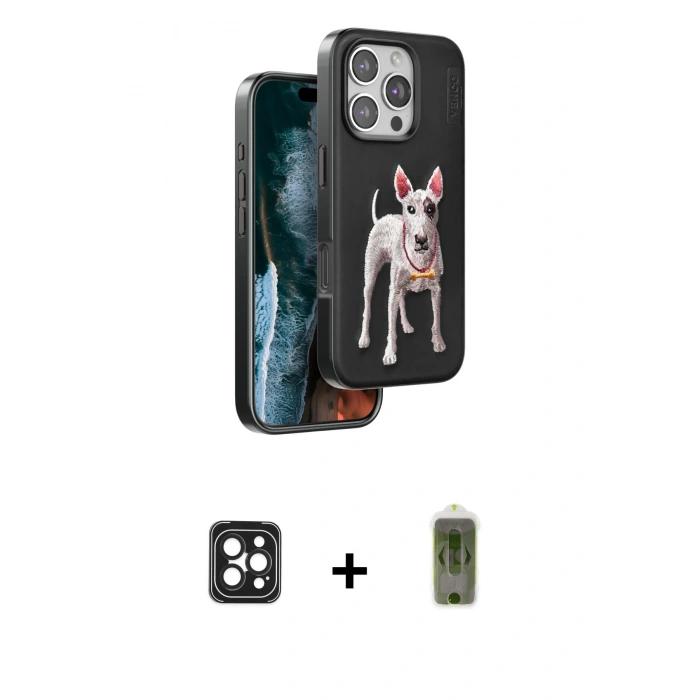 MARSİLYAN™- iPhone 16 Pro Max Kılıf Nova Form Koleksiyonu - Siyah Joko Magic 5D Hayalet Cam + PVD Metal Kamera Lens - SH