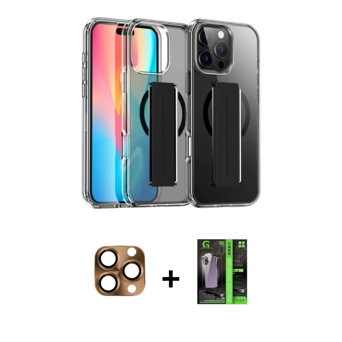 MARSİLYAN™- iPhone 16 Pro Max Kılıf Nova Işık Koleksiyonu - Şeffaf 360 Full Body Arka Koruyucu + Pers Alüminyum Kamera Lens - CLTM