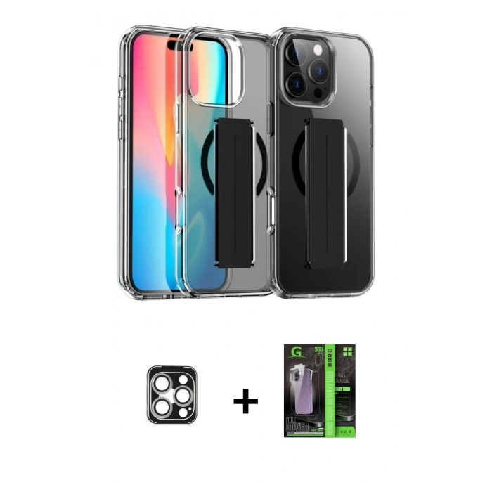 MARSİLYAN™- iPhone 16 Pro Max Kılıf Nova Işık Koleksiyonu - Şeffaf 360 Full Body Arka Koruyucu + Gümüş PVD Metal Kamera Lens