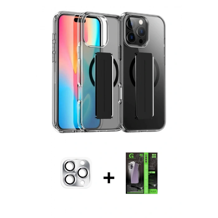 MARSİLYAN™- iPhone 16 Pro Max Kılıf Nova Işık Koleksiyonu - Şeffaf 360 Full Body Arka Koruyucu + Pers Alüminyum Kamera Lens - GS