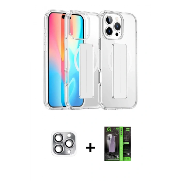 MARSİLYAN™- iPhone 16 Pro Max Kılıf Nova Işık Koleksiyonu - Şeffaf 360 Full Body Arka Koruyucu + Pers Alüminyum Kamera Lens - GI