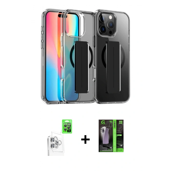 MARSİLYAN™- iPhone 16 Pro Max Kılıf Nova Işık Koleksiyonu - Şeffaf 360 Full Body Arka Koruyucu + Raze Metal Kamera Lens - BZ