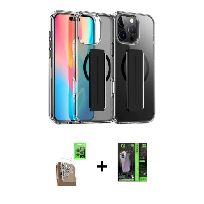 MARSİLYAN™- iPhone 16 Pro Max Kılıf Nova Işık Koleksiyonu - Şeffaf 360 Full Body Arka Koruyucu + Raze Metal Kamera Lens - CLTM