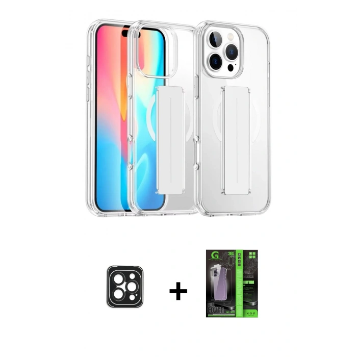 MARSİLYAN™- iPhone 16 Pro Max Kılıf Nova Işık Koleksiyonu - Şeffaf 360 Full Body Arka Koruyucu + PVD Metal Kamera Lens - SH