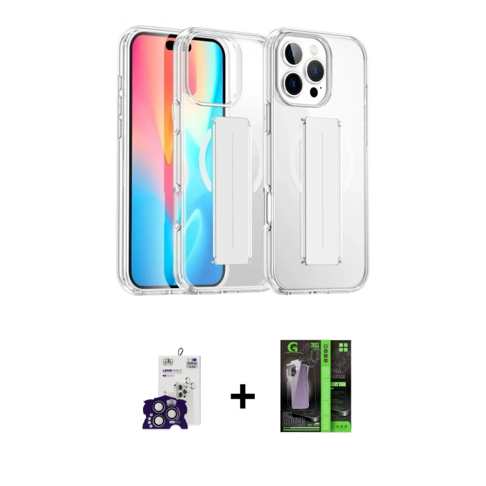 MARSİLYAN™- iPhone 16 Pro Max Kılıf Nova Işık Koleksiyonu - Şeffaf 360 Full Body Arka Koruyucu + Bilvis Titan Kamera Lens - TMGI