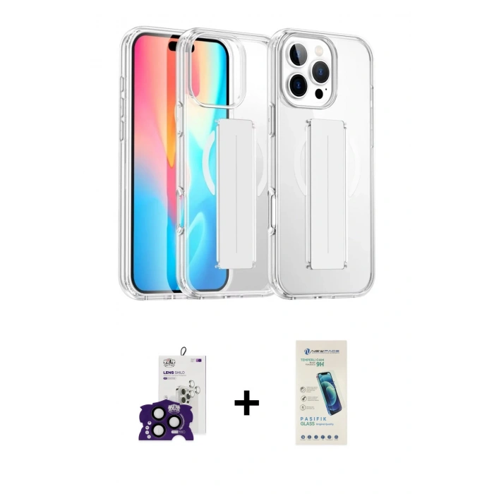 MARSİLYAN™- iPhone 16 Pro Max Kılıf Nova Işık Koleksiyonu - Şeffaf Pasifik Cam Ekran Koruyucu + Bilvis Titan Kamera Lens - SH