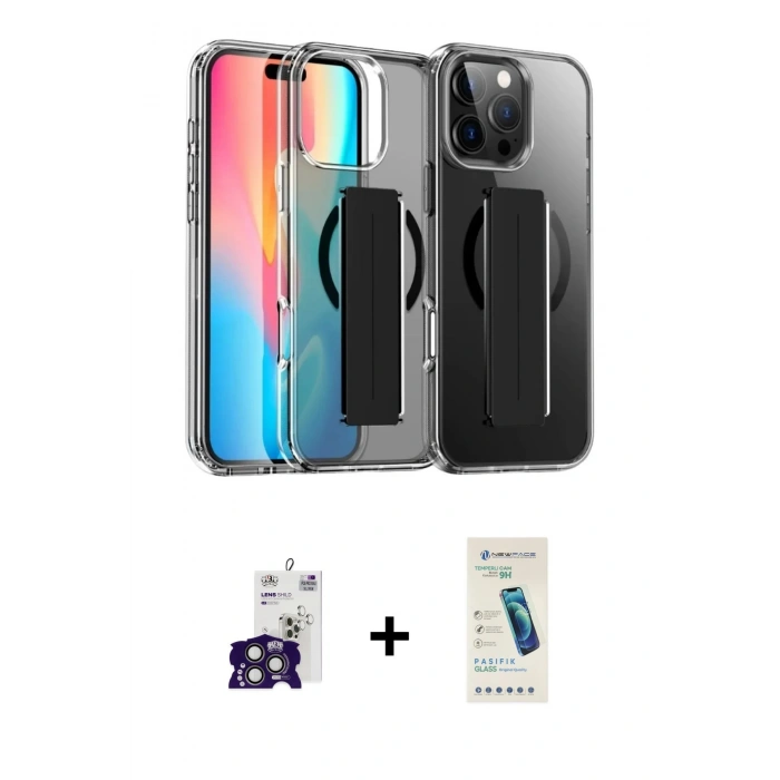 MARSİLYAN™- iPhone 16 Pro Max Kılıf Nova Işık Koleksiyonu - Şeffaf Pasifik Cam Ekran Koruyucu + Bilvis Titan Kamera Lens - TMGI