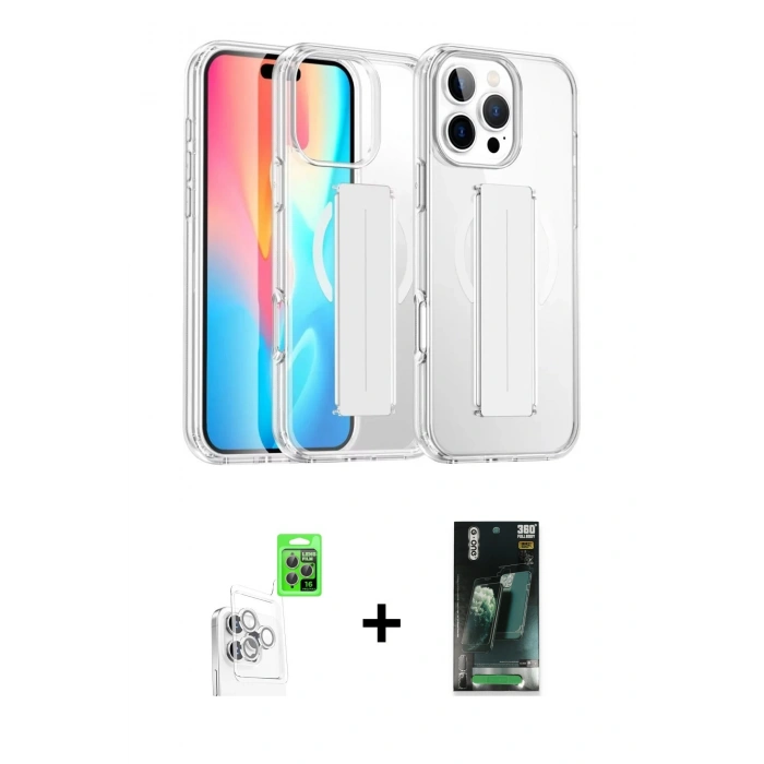 MARSİLYAN™- iPhone 16 Pro Max Kılıf Nova Işık Koleksiyonu - Siyah 360 Mat Full Body Arka Koruyucu + Beyaz Raze Metal Kamera Lens