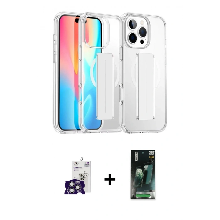 MARSİLYAN™- iPhone 16 Pro Max Kılıf Nova Işık Koleksiyonu - Siyah 360 Mat Full Body Arka Koruyucu + Bilvis Titan Kamera Lens - TMGI