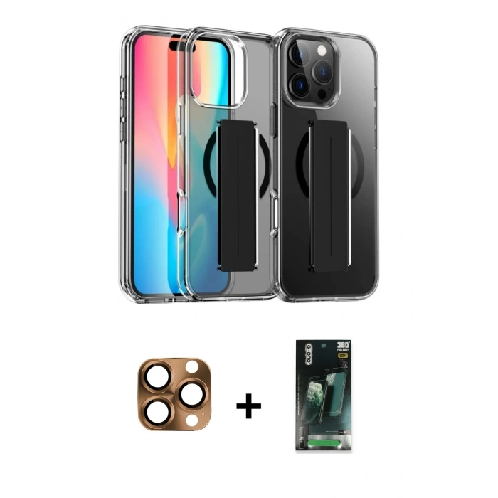 MARSİLYAN™- iPhone 16 Pro Max Kılıf Nova Işık Koleksiyonu - Siyah 360 Mat Full Body Arka Koruyucu + Çöl Titanyum Pers Alüminyum Kamera Lens