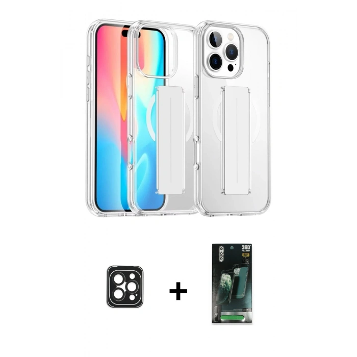 MARSİLYAN™- iPhone 16 Pro Max Kılıf Nova Işık Koleksiyonu - Siyah 360 Mat Full Body Arka Koruyucu + PVD Metal Kamera Lens - SH