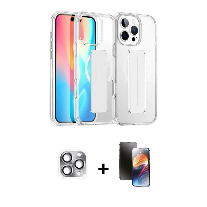 MARSİLYAN™- iPhone 16 Pro Max Kılıf Nova Işık Koleksiyonu - Siyah 3D Antistatik Mat Seramik Nano Ekran Koruyucu + Gri Pers Alüminyum Kamera Lens