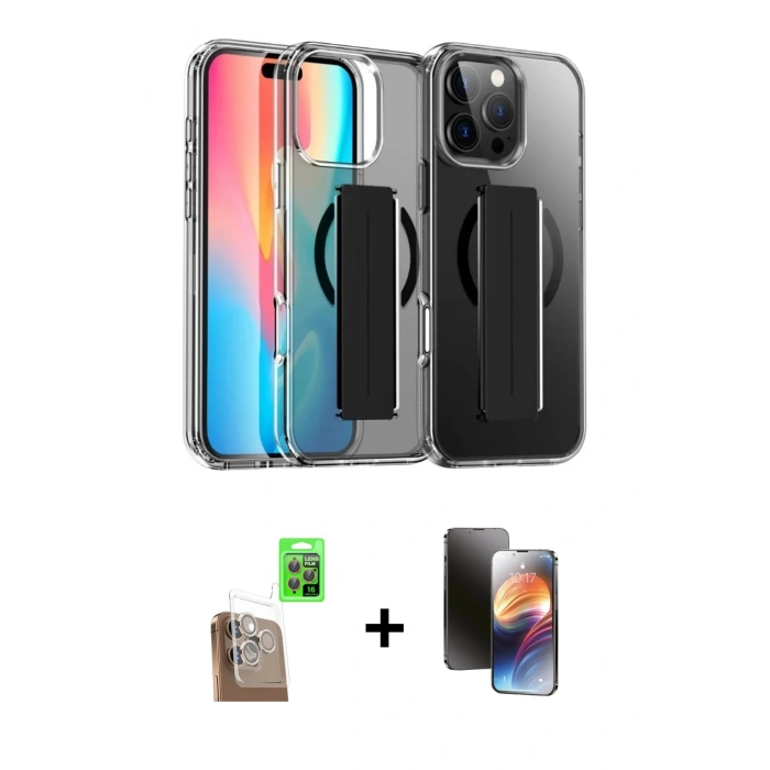 MARSİLYAN™- iPhone 16 Pro Max Kılıf Nova Işık Koleksiyonu - Siyah 3D Antistatik Mat Seramik Nano Ekran Koruyucu + Raze Metal Kamera Lens - CLTM