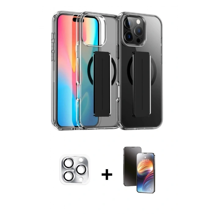 MARSİLYAN™- iPhone 16 Pro Max Kılıf Nova Işık Koleksiyonu - Siyah 3D Antistatik Mat Seramik Nano Ekran Koruyucu + Pers Alüminyum Kamera Lens - GS