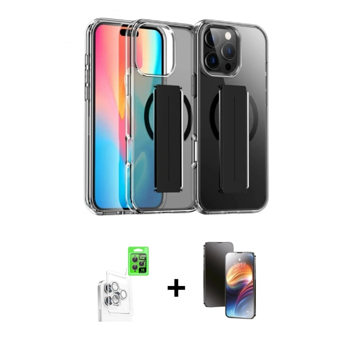 MARSİLYAN™- iPhone 16 Pro Max Kılıf Nova Işık Koleksiyonu - Siyah 3D Antistatik Mat Seramik Nano Ekran Koruyucu + Raze Metal Kamera Lens - BZ