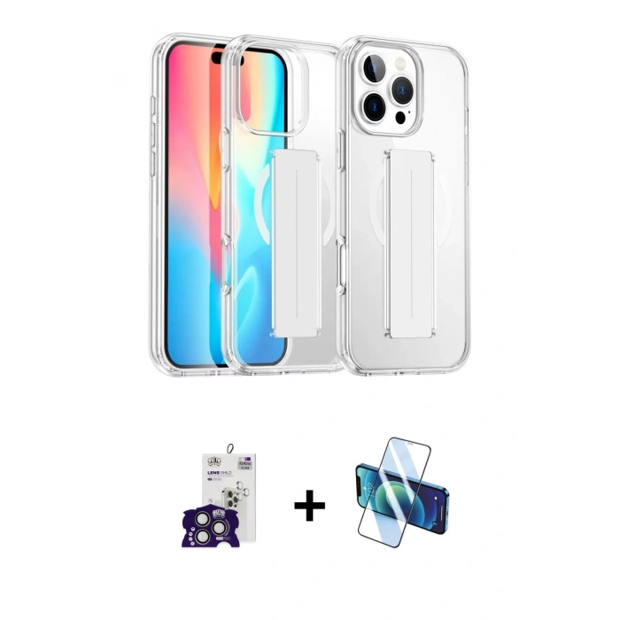 MARSİLYAN™- iPhone 16 Pro Max Kılıf Nova Işık Koleksiyonu - Siyah 3D Antistatik Seramik Nano Ekran Koruyucu + Bilvis Titan Kamera Lens - TMGI