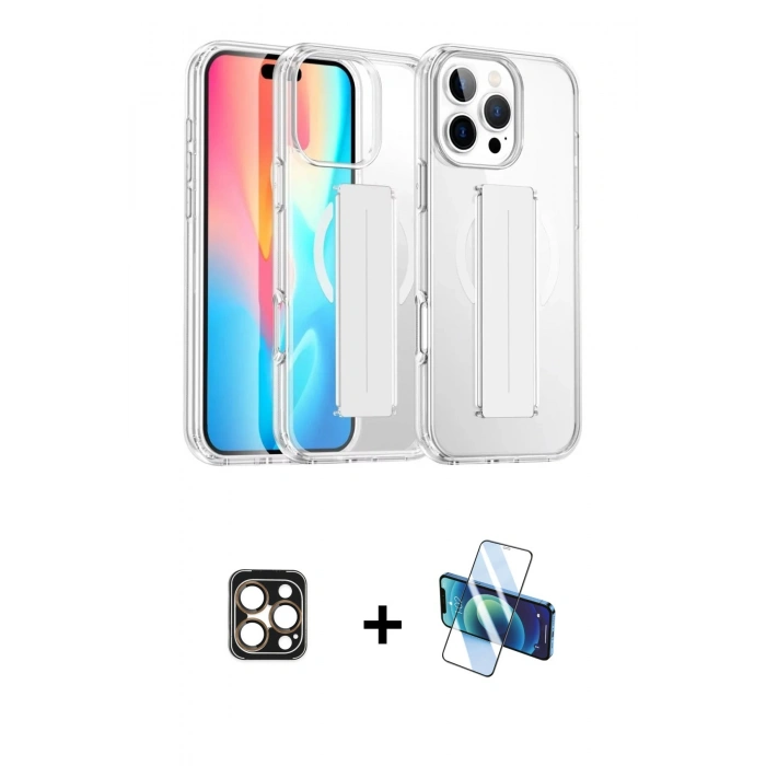 MARSİLYAN™- iPhone 16 Pro Max Kılıf Nova Işık Koleksiyonu - Siyah 3D Antistatik Seramik Nano Ekran Koruyucu + PVD Metal Kamera Lens - GD