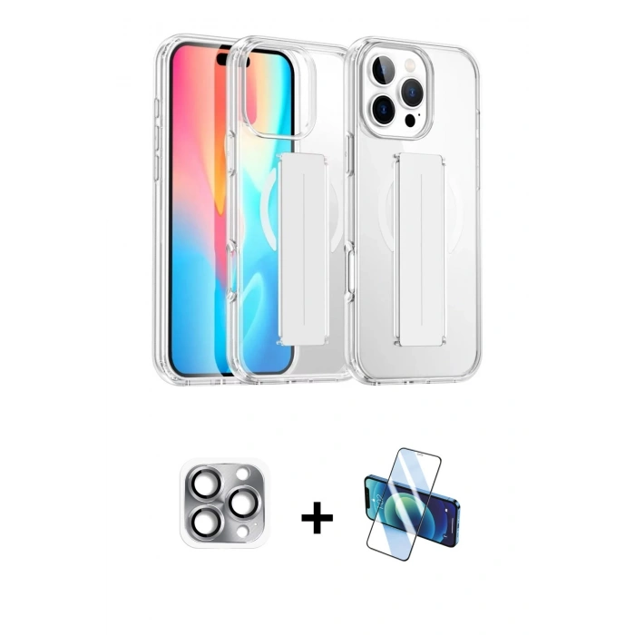 MARSİLYAN™- iPhone 16 Pro Max Kılıf Nova Işık Koleksiyonu - Siyah 3D Antistatik Seramik Nano Ekran Koruyucu + Pers Alüminyum Kamera Lens - GI