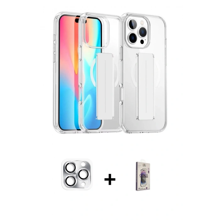 MARSİLYAN™- iPhone 16 Pro Max Kılıf Nova Işık Koleksiyonu - Siyah Bilvis 3D Cam Ekran Koruyucu + Pers Alüminyum Kamera Lens - GS