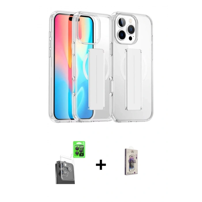 MARSİLYAN™- iPhone 16 Pro Max Kılıf Nova Işık Koleksiyonu - Siyah Bilvis 3D Cam Ekran Koruyucu + Raze Metal Kamera Lens - SH