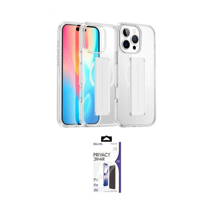 MARSİLYAN™- iPhone 16 Pro Max Kılıf Nova Işık Koleksiyonu - Siyah Bilvis 3X AR Hayalet Cam Ekran Koruyucu