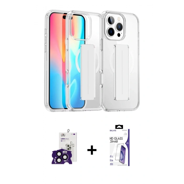 MARSİLYAN™- iPhone 16 Pro Max Kılıf Nova Işık Koleksiyonu - Siyah Bilvis 3X AR HD Cam Ekran Koruyucu + Bilvis Titan Kamera Lens - SH