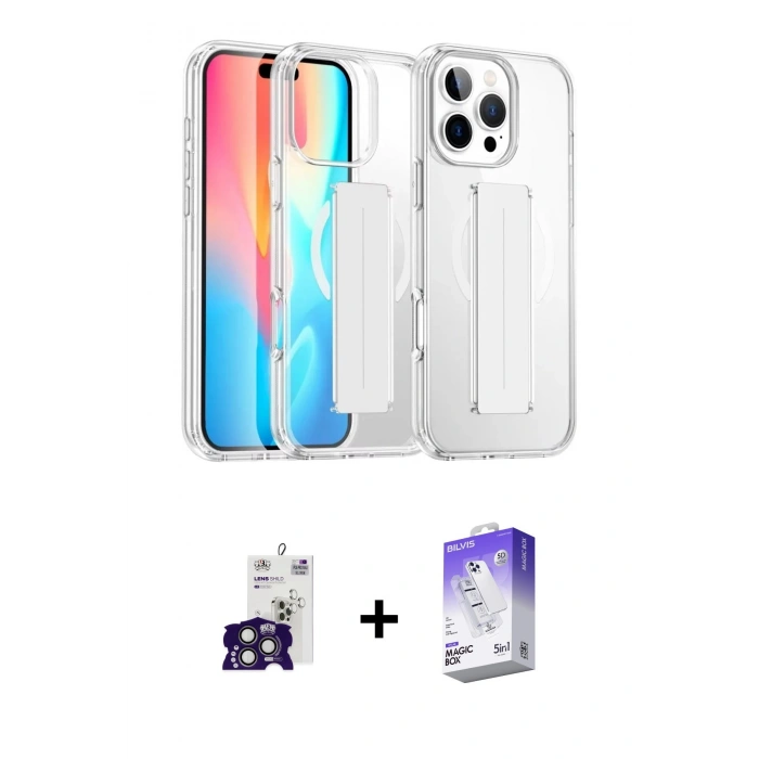 MARSİLYAN™- iPhone 16 Pro Max Kılıf Nova Işık Koleksiyonu - Siyah Bilvis 5in1 3D Magic Cam Ekran Koruyucu + Bilvis Titan Kamera Lens - TMGI