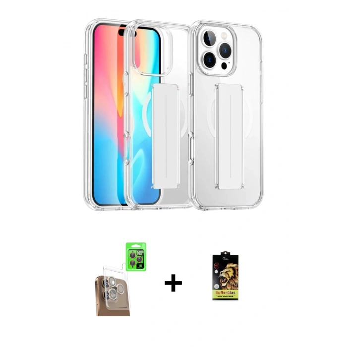 MARSİLYAN™- iPhone 16 Pro Max Kılıf Nova Işık Koleksiyonu - Siyah Buffer Cam Ekran Koruyucu + Raze Metal Kamera Lens - CLTM