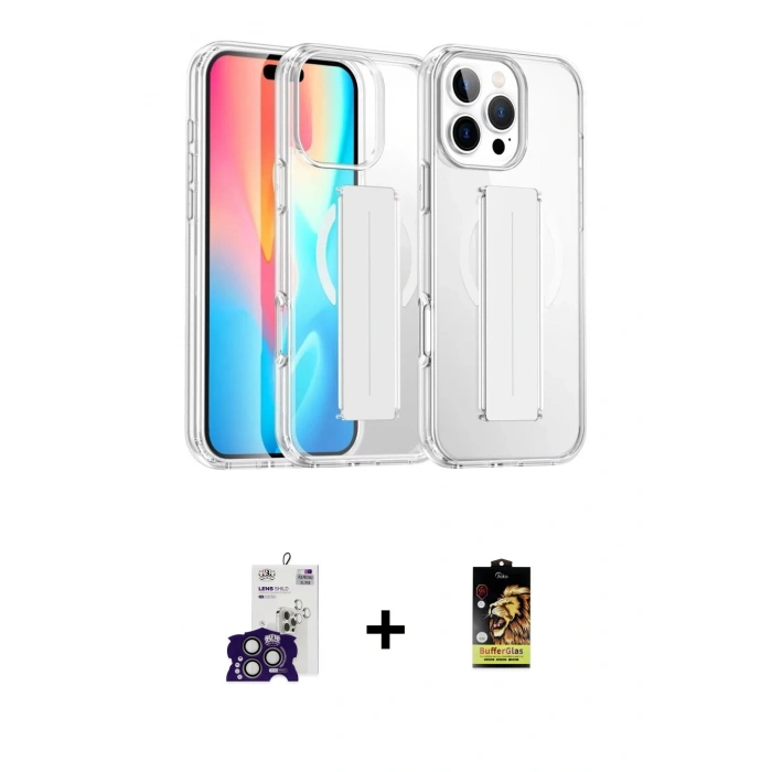 MARSİLYAN™- iPhone 16 Pro Max Kılıf Nova Işık Koleksiyonu - Siyah Buffer Cam Ekran Koruyucu + Bilvis Titan Kamera Lens - TMGI